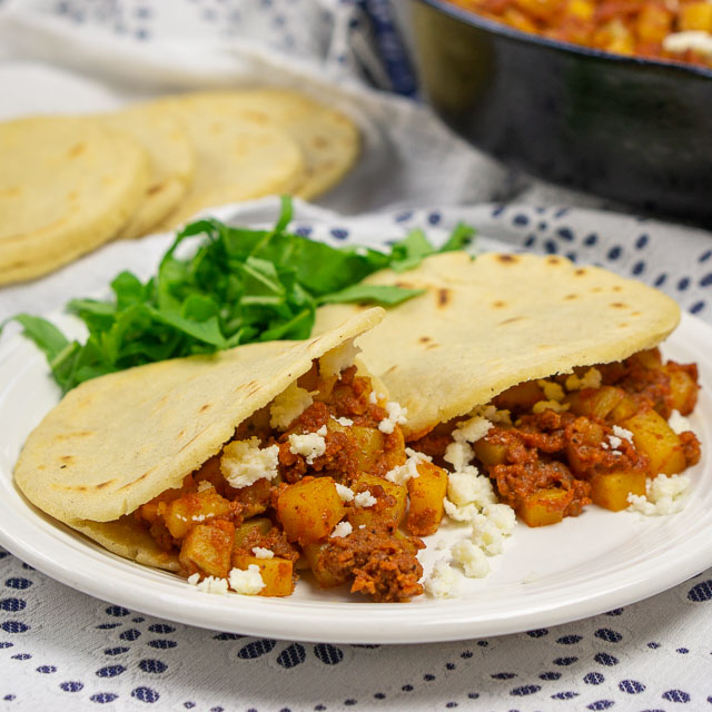 Mexican chorizo and potato gorditas