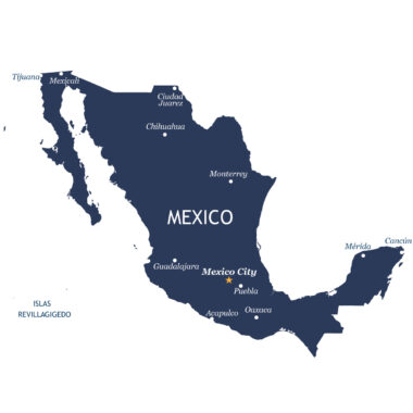 Mexico map with major cities
