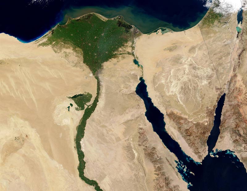 Aerial image of the Nile River Valley
