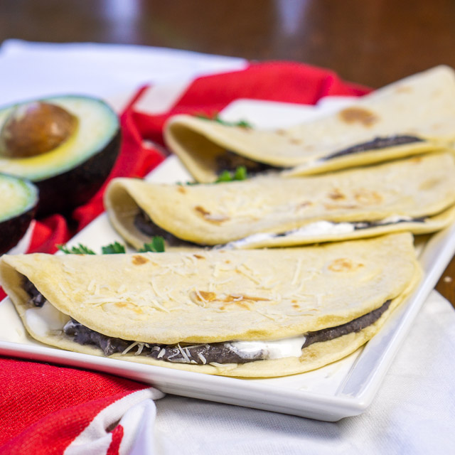 Honduran Baleadas - bean and cheese filled tortillas