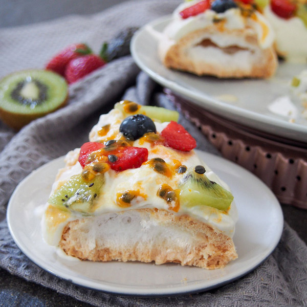 Australian and New Zealand Pavlova wreath with fresh fruit