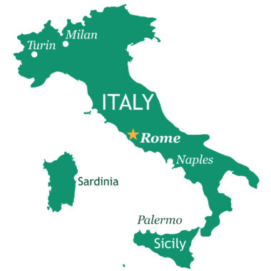 Map of Italy with major cities