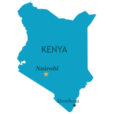 Map of Kenya with major cities