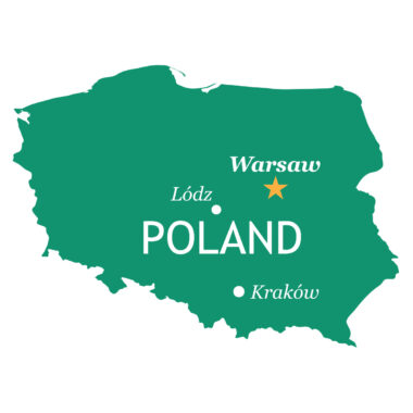 Poland map with major cities