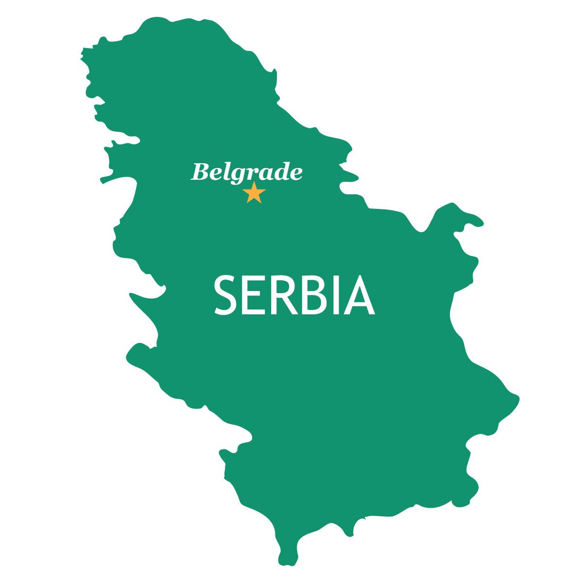 Serbia map with capital