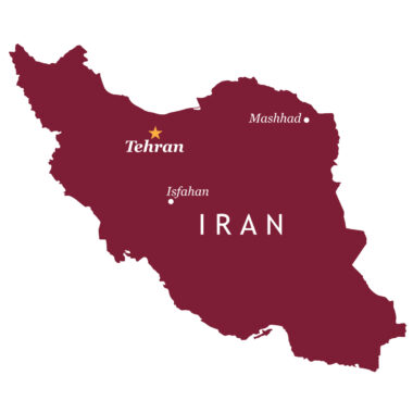 Map of Iran with major cities