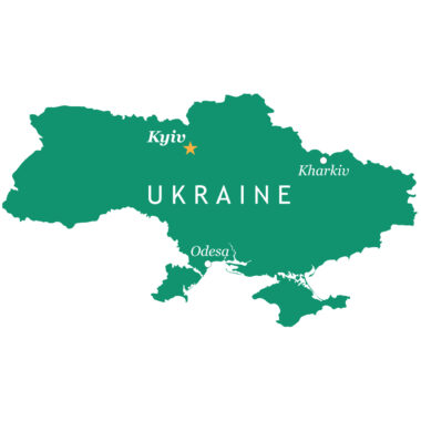 Map of Ukraine with major cities