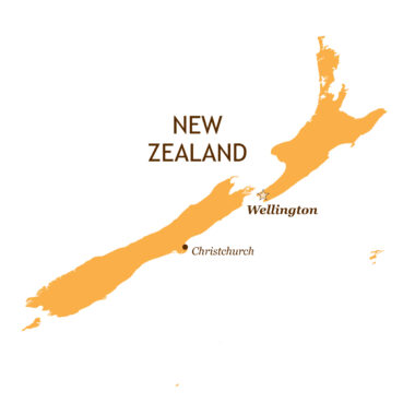 Map of New Zealand with major cities
