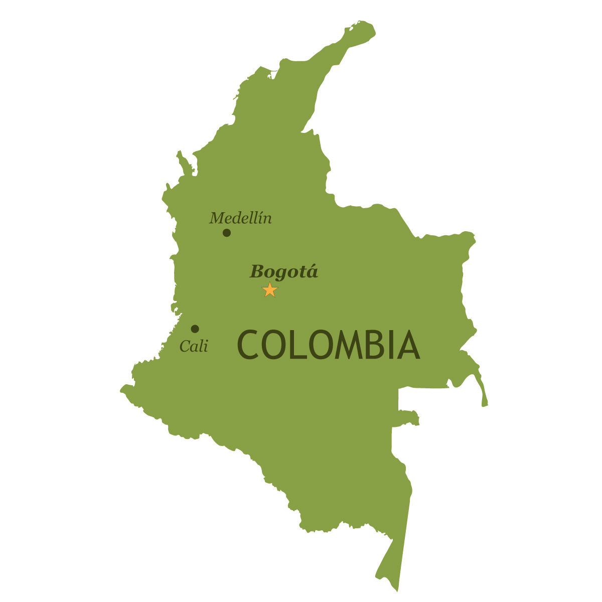 Map of Colombia with major cities