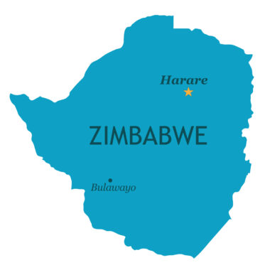Map of Zimbabwe with major cities