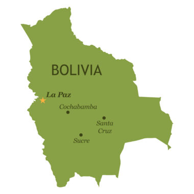 Map of Bolivia with major cities